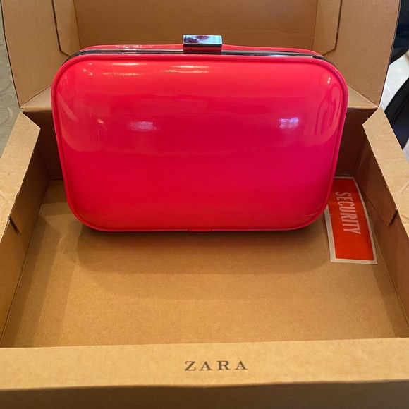 Zara Neon Pink “Box Bag” Interchangeable Clutch & Crossbody - Picture 2 of 9